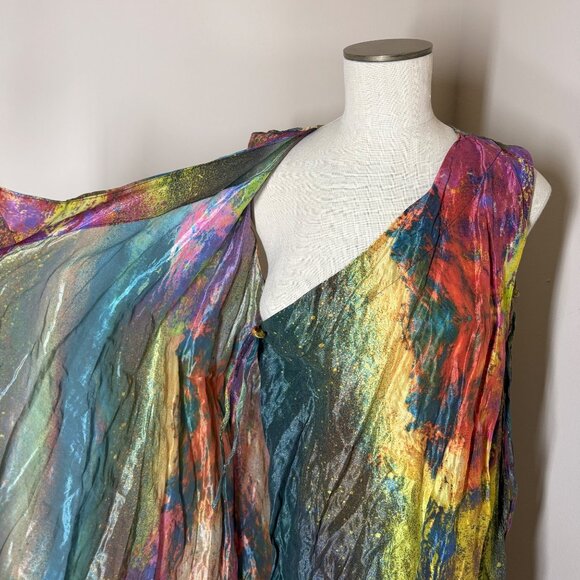 Bryn Walker Zen Taffeta Nebulosa Abstract Wrap Vest Womens Size XS Artsy Boho - Picture 5 of 12